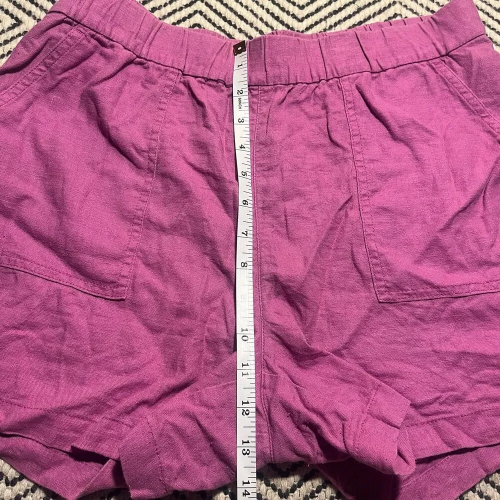 J Crew Pull On Linen Blend Shorts Womens L Hot Pink 4” Lightweight Summer